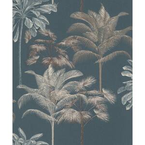 Tropical Decoration Wallpaper Stonewashed Indigo Paper Strippable Roll (Covers 57 sq. ft.)