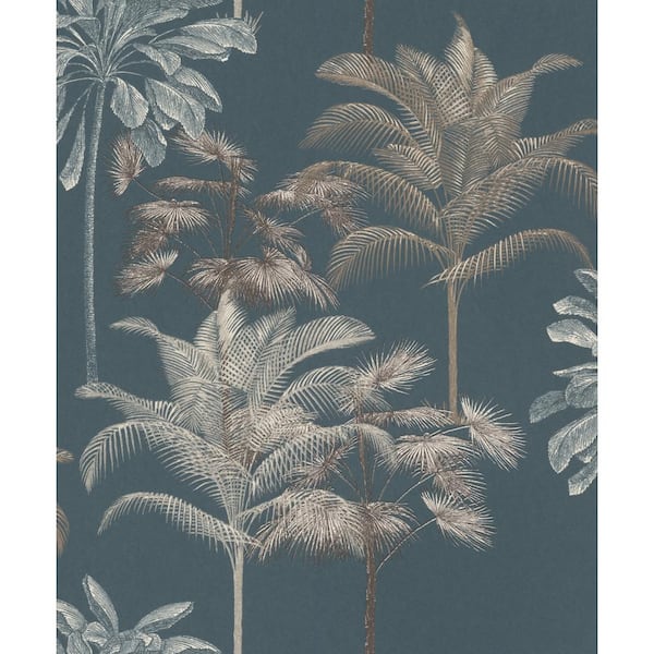 Walls Republic Tropical Decoration Wallpaper Stonewashed Indigo Paper Strippable Roll (Covers 57 sq. ft.)