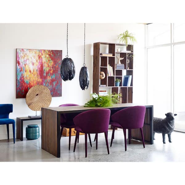 Finnick 86 in. Tall Brown Solid Walnut Wood 10-Shelf Modern Bookcase with Reclaimed Wood Construction