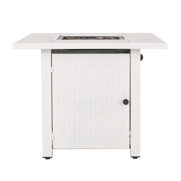 Boosicavelly 30 in. W x 25 in. H Iron Square Gas Burning Outdoor Fire Pit in White