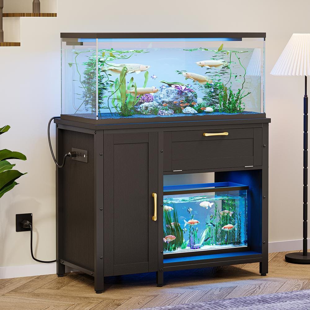 GDLF 20-29 Gallon Fish Tank Stand With Plant Shelf, Aquarium Stand With Storage Shelf For 20 Gallon Long Aquarium 30.7" X 16.53" Tabletop Fits Turtle