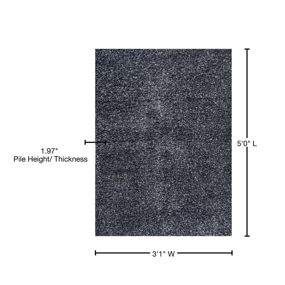 Mercer Shag Plush Denim Blue 3' x 5' Rectangular Area Rug