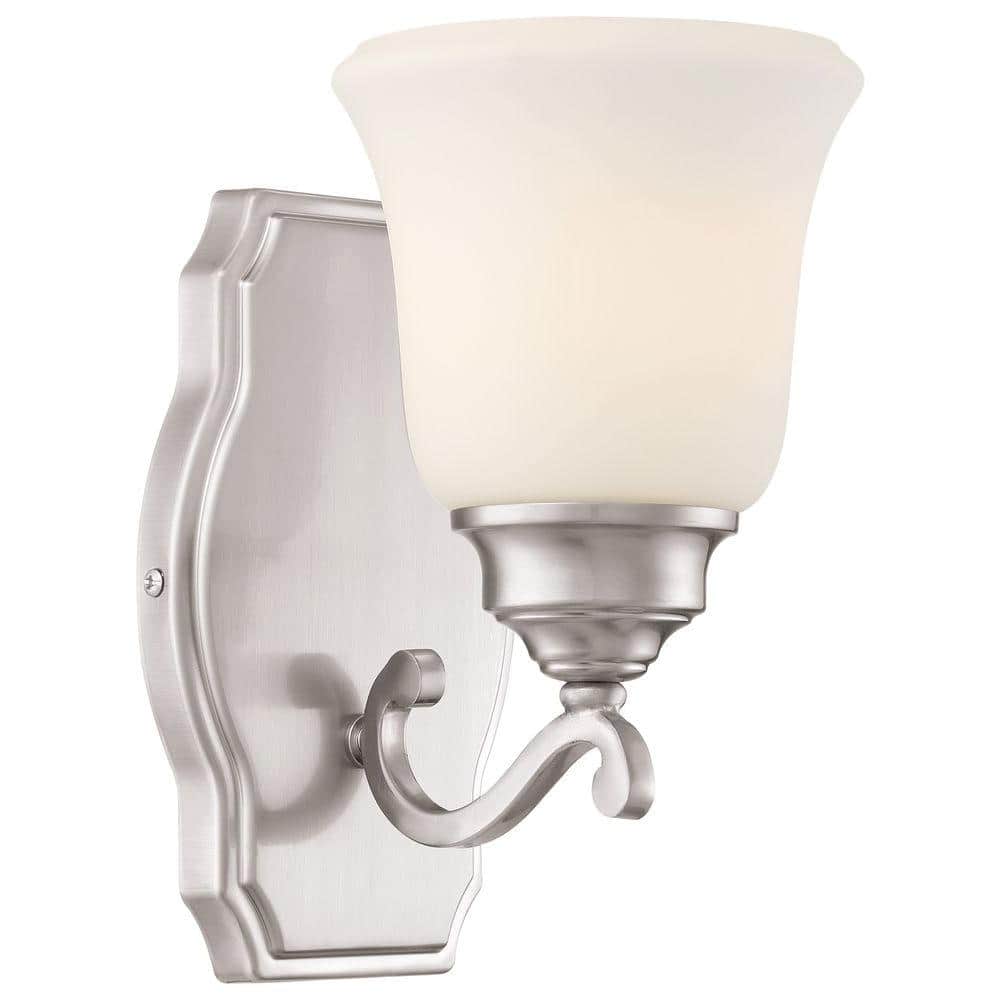 Brushed Nickel Etched Opal Glass Wall Sconce
