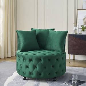 Swivel Velvet Comfortable Accent Chair Gaming Chair with 3 Pillows in Green