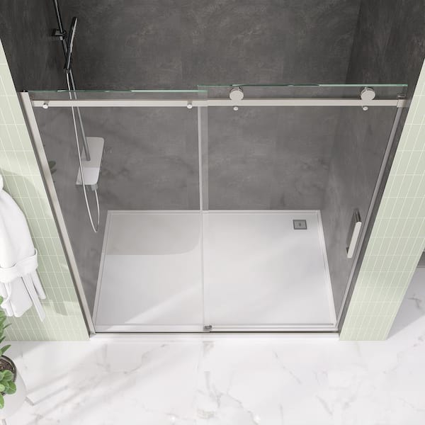 Zeafive 59 in. W x 75 in. H Single Sliding Glass Frameless Bypass