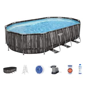20 ft. x 12 ft. Oval 48 in. Metal Frame Pool with Water Cleaning Treatment