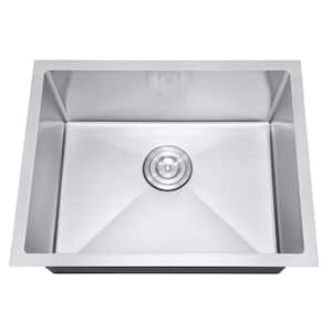 Brushed Stainless Steel 23 in. Single Bowl Undermount Scratch-Resistant Nano Kitchen Sink With Strainer