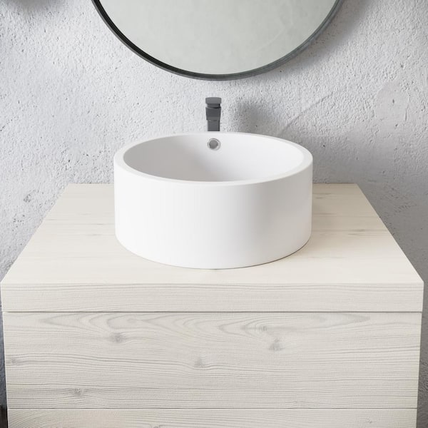 Swiss Madison Monaco Ceramic Round Vessel Sink in Matte White