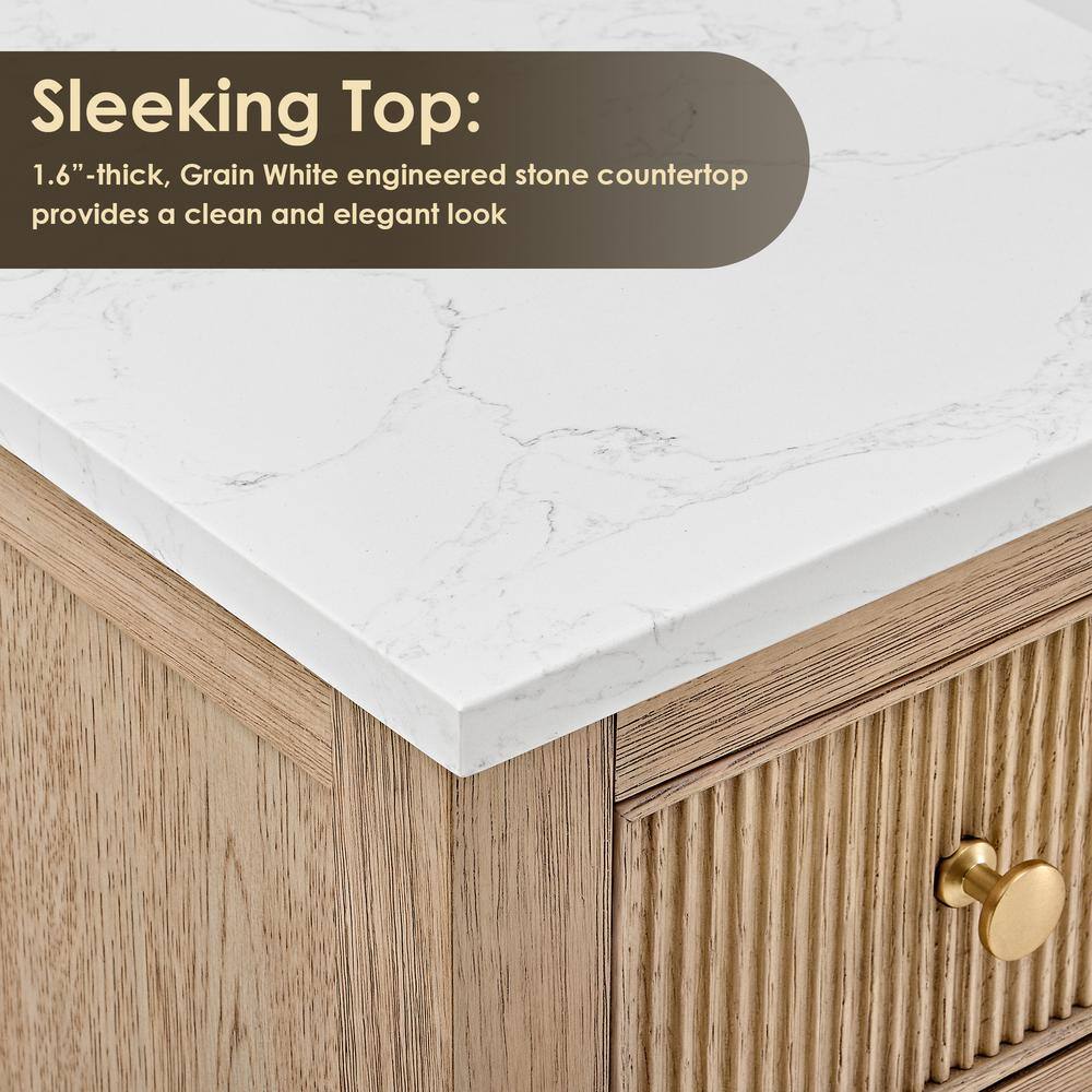 Cerrito 84" Natural Oak Double Vanity with Engineered Stone Top