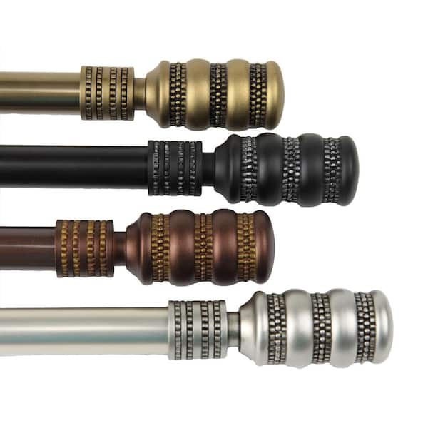 Rod Desyne 18 in. - 28 in. Telescoping Single Curtain Rod Kit in Black with Dollop Finial