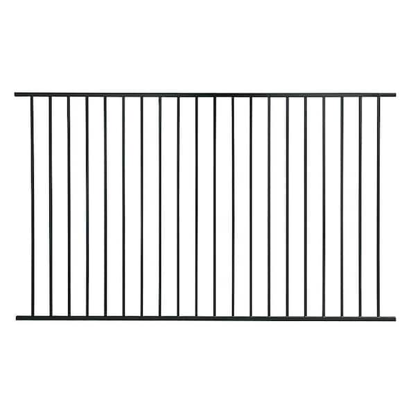 First Alert Premium Series 5 ft. H x 8 ft. W ft Black Galvanized Steel 2-Rail Fence Panel