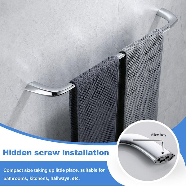 Bathroom 24 in. Wall Mounted Towel Bar Spot Resist Towel Holder in Polished Chrome (2-Pack)
