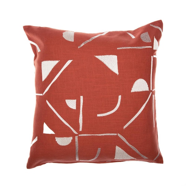 Unbranded Stacy Garcia Burnt Orange Geometric Hand-Woven 20 in. x 20 in. Indoor Throw Pillow