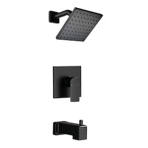 Single Handle 1-Spray Tub and Shower Faucet 1.8 GPM with Easy to Install Feature in Black (Valve Included)