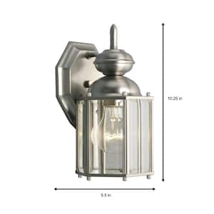 BrassGUARD Lantern Collection 1-Light Brushed Nickel Clear Beveled Glass Traditional Outdoor Wall Lantern Light