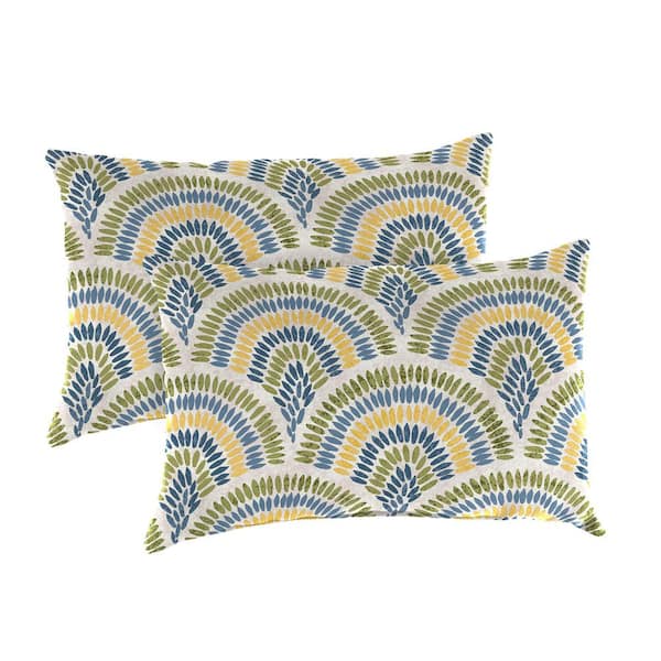 Jordan Manufacturing 20 in. L x 14 in. W x 6 in. T Rectangular Outdoor Lumbar Throw Pillow in Breaker Butter (2-Pack)