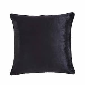 Solid Faux Fur 2-Piece Black Microfiber European Shams