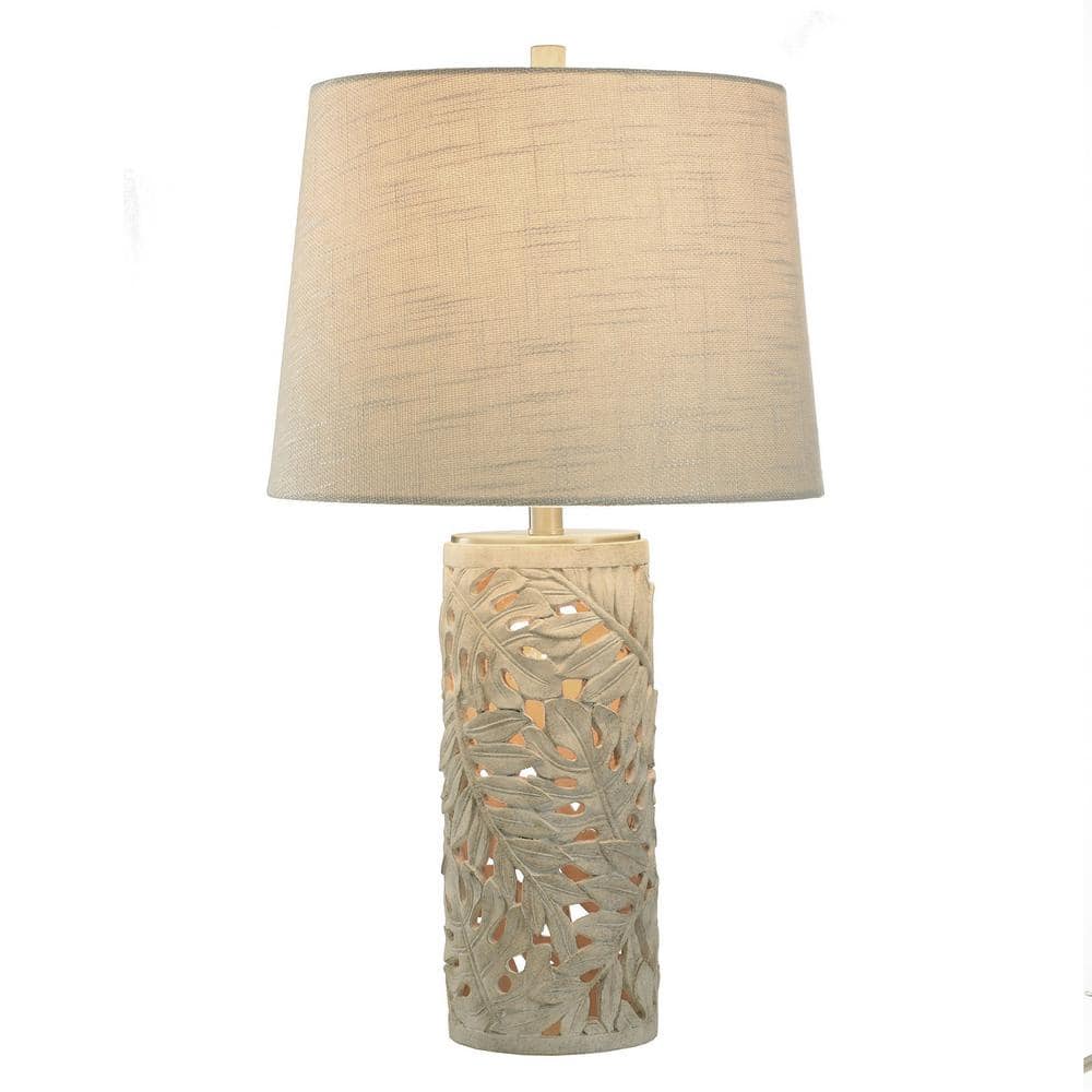Hevea Cream Coastal Table Lamp with Leaf Design