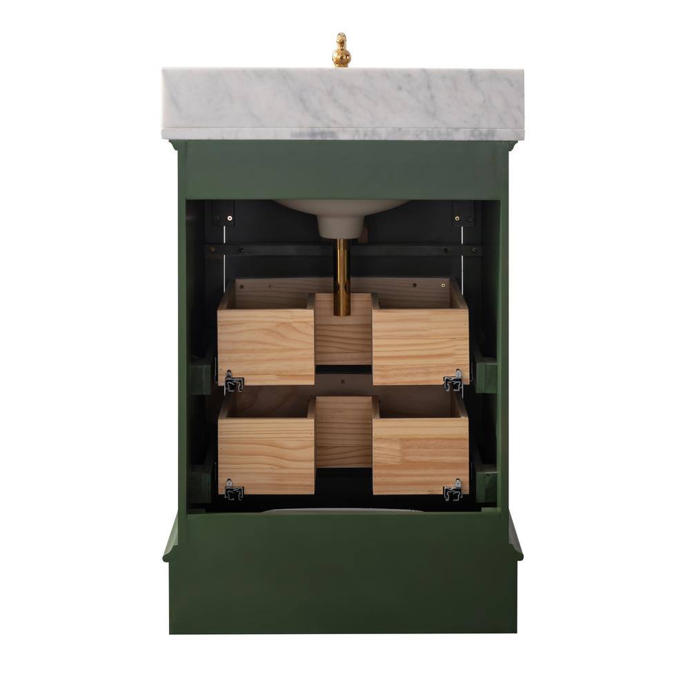 Evergreen Solid Wood Single Vanity with Marble Top