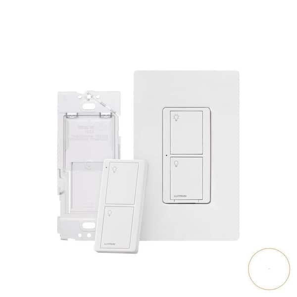 Caseta Smart Switch 3 Way Kit with Remote/Bracket for Bulbs/Fans, 5A, White (4-Count)