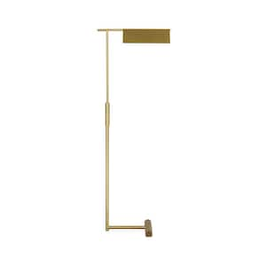 Foles 16.625 in. W x 46 in. H Burnished Brass 1-Light Dimmable Standard Floor Lamp for Living Room with Steel Shade