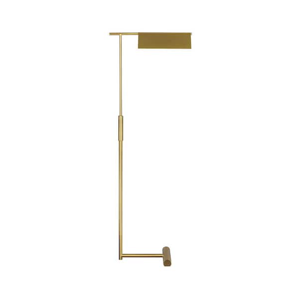 Generation Lighting Foles 16.625 in. W x 46 in. H Burnished Brass 1-Light Dimmable Standard Floor Lamp for Living Room with Steel Shade