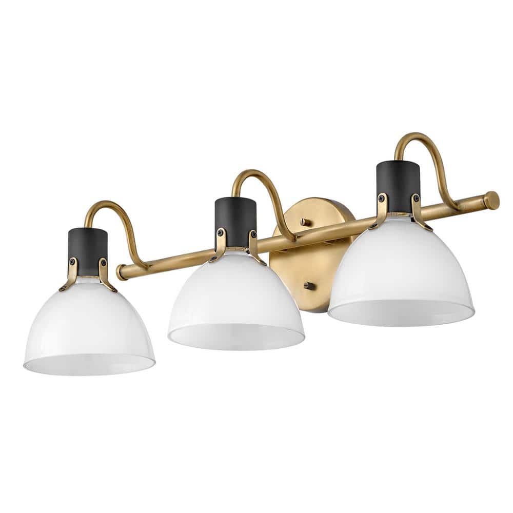 Heritage Brass and Black 3-Light Dimmable Outdoor Vanity Light