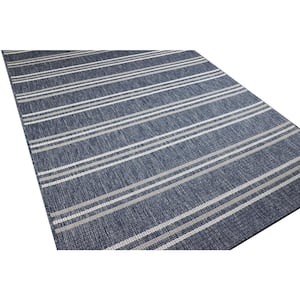 Lanai Blue/Grey 9 ft. x 12 ft. (8 ft. 6 in. x 11 ft. 6 in.) Geometric Transitional Indoor/Outdoor Area Rug