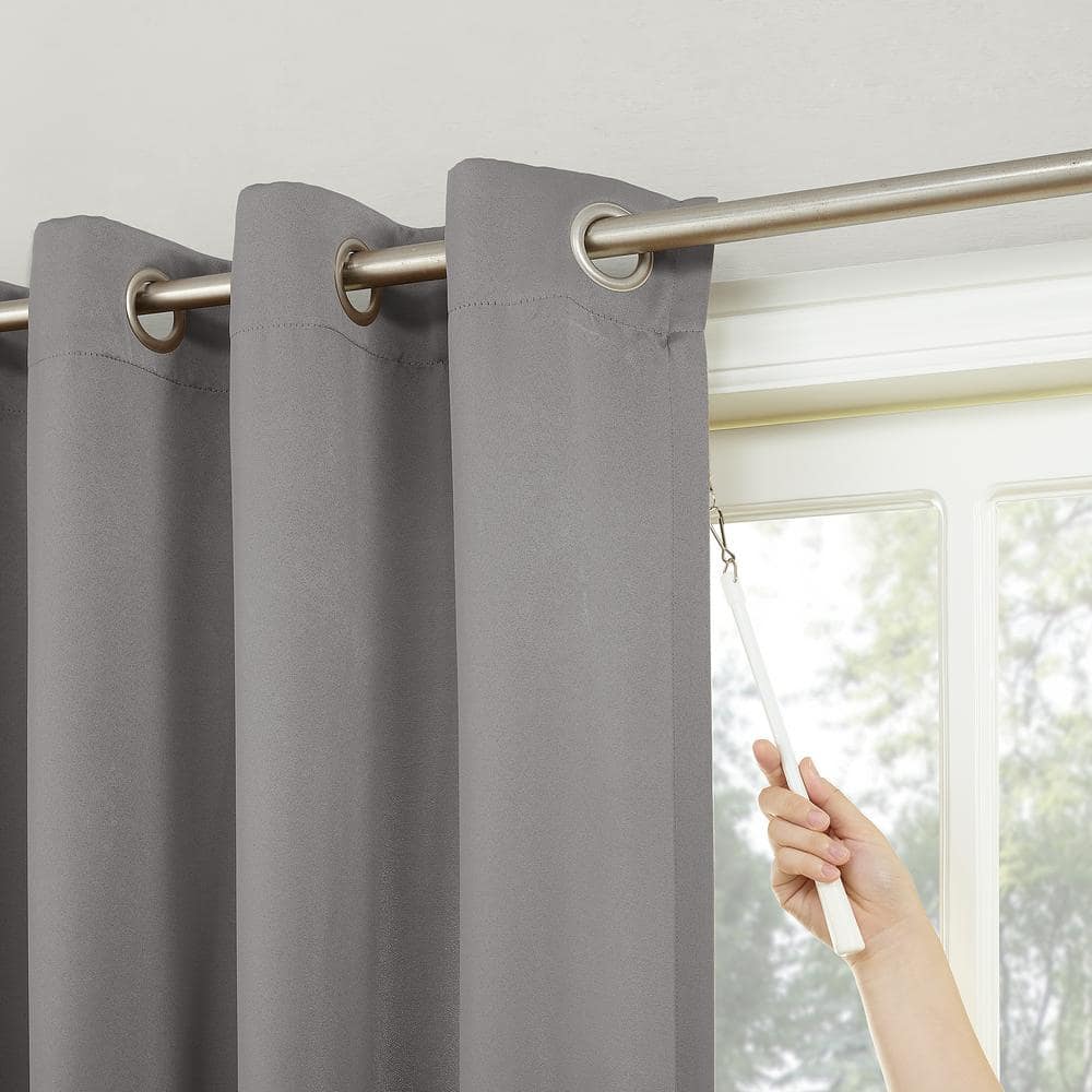 Gray Blackout Extra-Wide Grommet Patio Door Curtain Panel