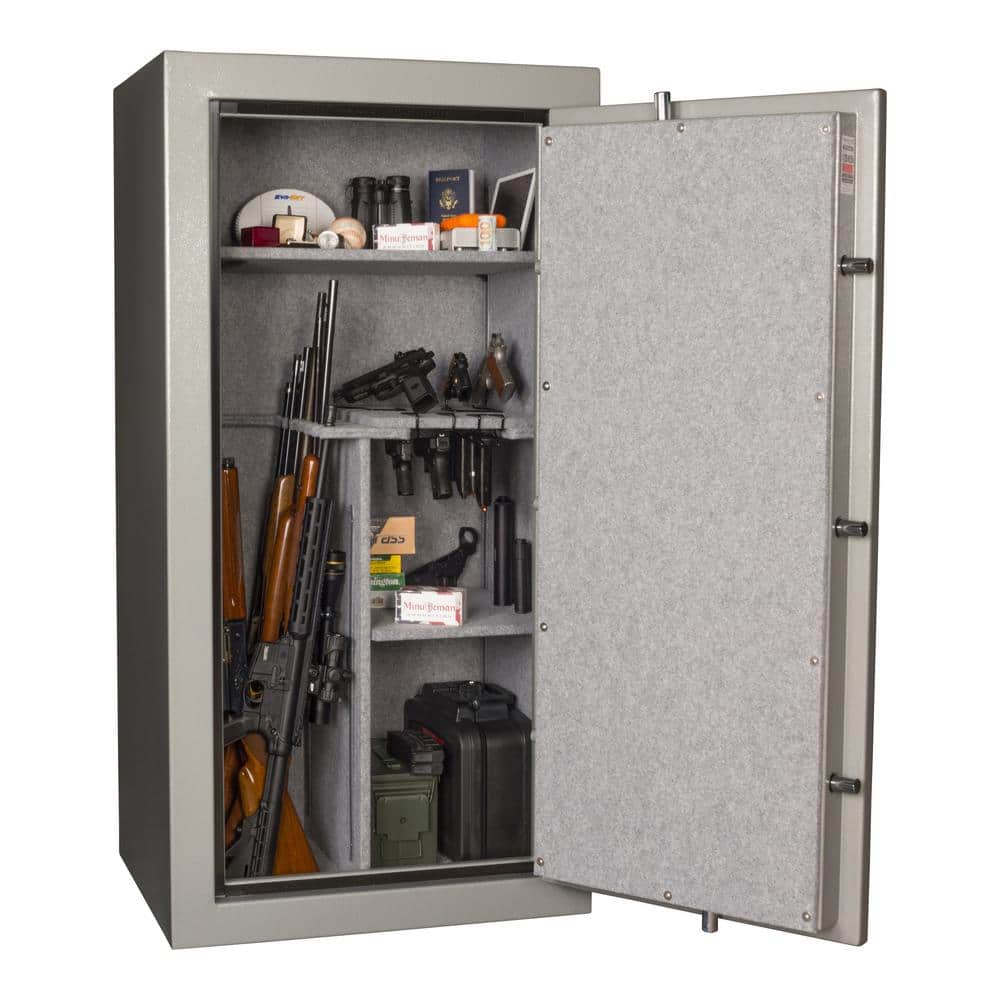 Gray Fireproof 24-Gun Safe with Mechanical Dial Lock