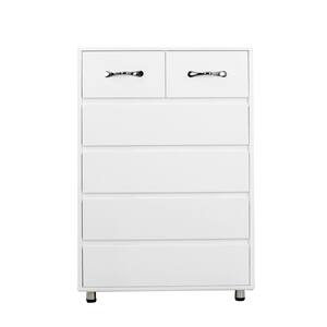 15.75 in. W White 6 Drawer Rectangle Side Table MDF Material for Multiple Home Styles