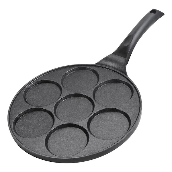 Frying Pans 10.5 in 7-Mold Nonstick Pancake Pan PFOA-Free Coating Mini Skillet Griddle Ergonomic in Black