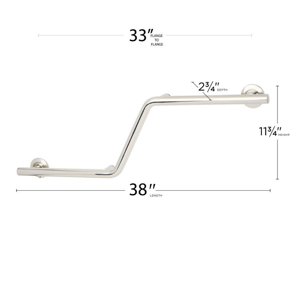 Satin Stainless Steel 38" Angled Grab Bar