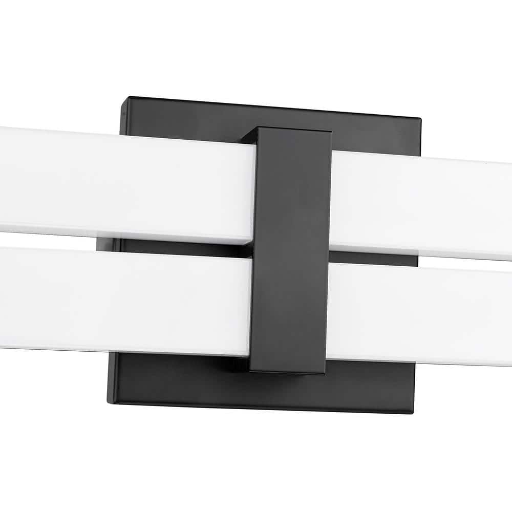 Zane 40" Matte Black LED Vanity Light with Frosted Diffusers