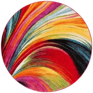 Viva Pleasure 5 ft. Multi Color Modern Abstract Round Area Rug