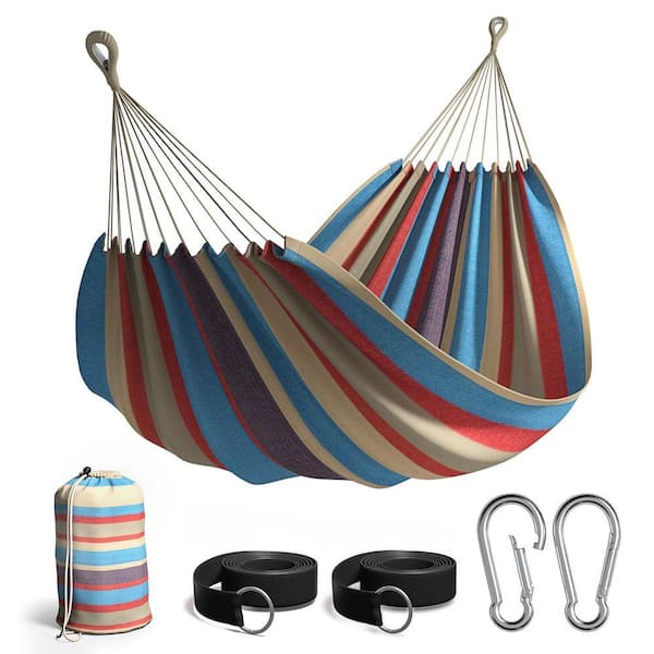 13 ft. Brazilian Reversible Hammock with Hanging Rope and Carrying Pouch Multi-Colored