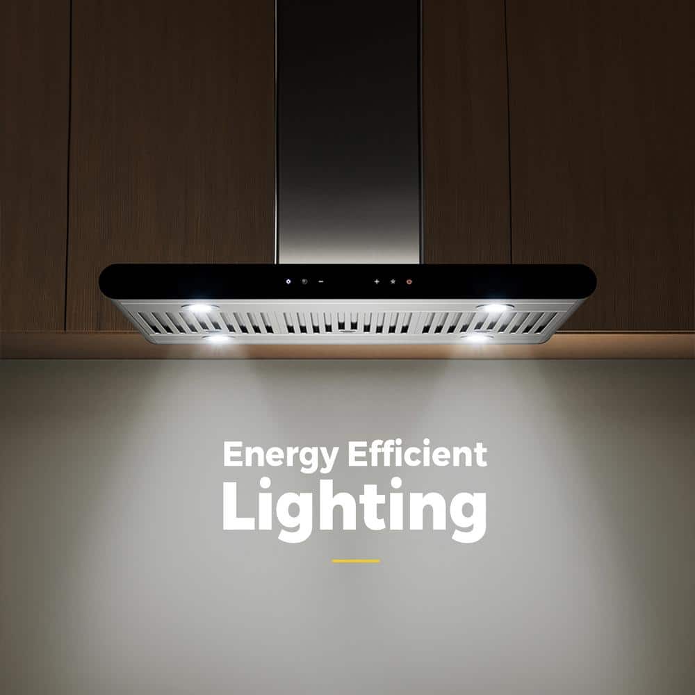 36-Inch Stainless Steel Convertible Wall Range Hood with LED Lights