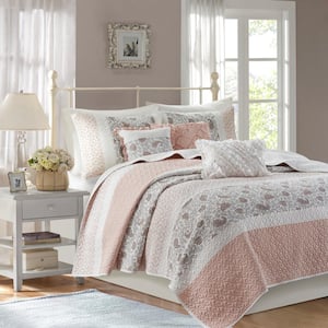 Vanessa 6-Piece Blush Cotton Blend Full/Queen Quilt Set