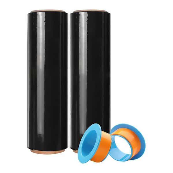 Heavy Duty 80 Gauge Stretch/Shrink Wrap Roll 17.5 x 1500 ft. Plastic Wrap for Moving 600% Stretch with Handles 2 Rolls