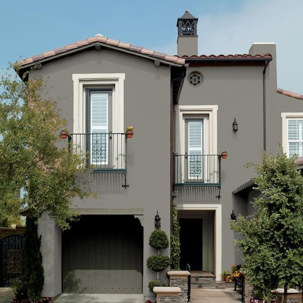 BEHR PREMIUM - 5 gal. #N360-4 Battleship Gray Elastomeric Masonry, Stucco and Brick Exterior Paint