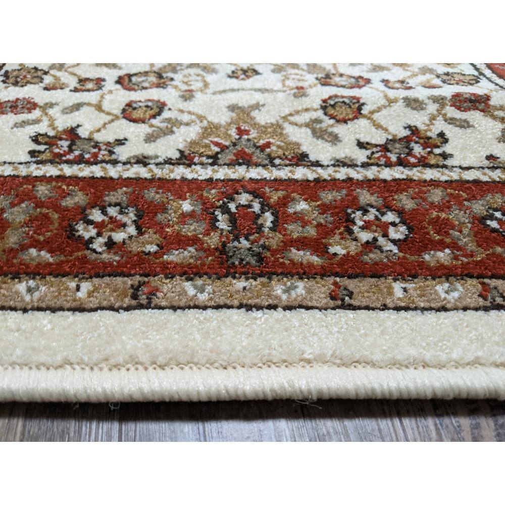 Ivory and Brick Floral Synthetic Rectangular Area Rug 3' x 5'