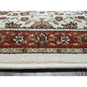 Como Ivory/Brick 3 ft. x 5 ft. Traditional Oriental Floral Area Rug