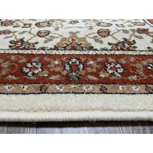 Como Ivory/Brick 5 ft. x 7 ft. Traditional Oriental Floral Area Rug
