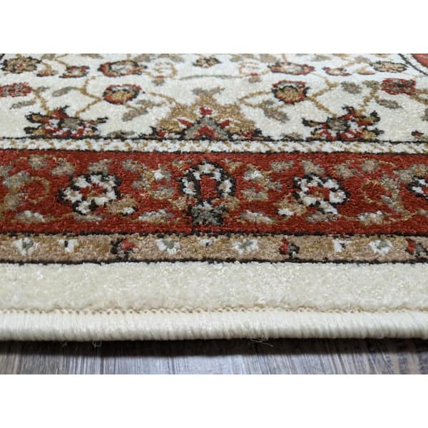 Como Ivory/Brick 2 ft. x 8 ft. Traditional Oriental Floral Area Rug
