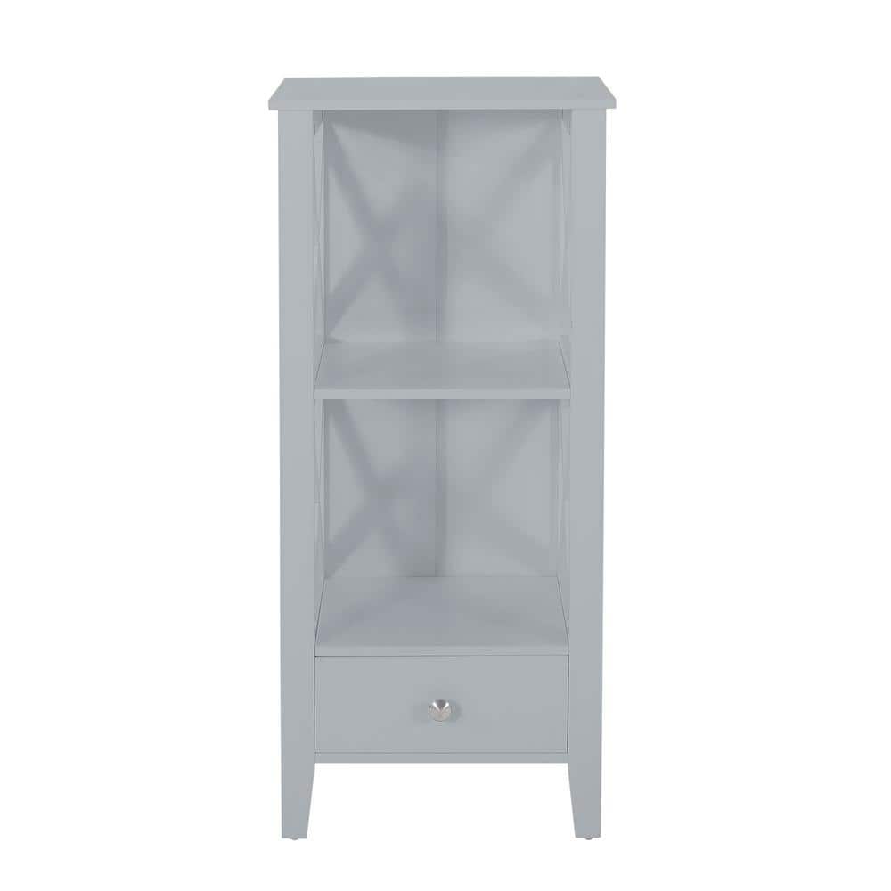 15.75 in. W x 12.5 in. D x 36.5 in. H Gray Short MDF Freestanding Linen Cab