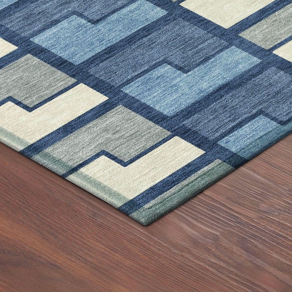 Chantille Machine Washable Indoor/Outdoor Abstract ACN2417 Navy 2 ft. x 3 ft. Accent Rug