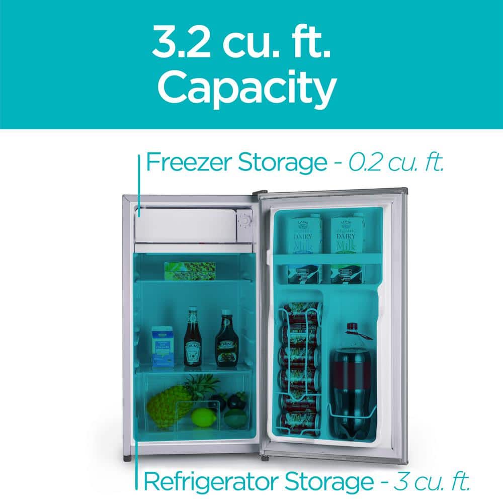 Compact Brushed Silver Stainless Steel RV Refrigerator with Freezer