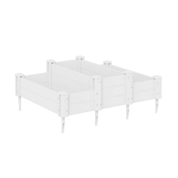 39 in. L x 11.8 in. H Outdoor White Rectangular Plastic Rail and Garden Fence Planter for Vegetables Flowers