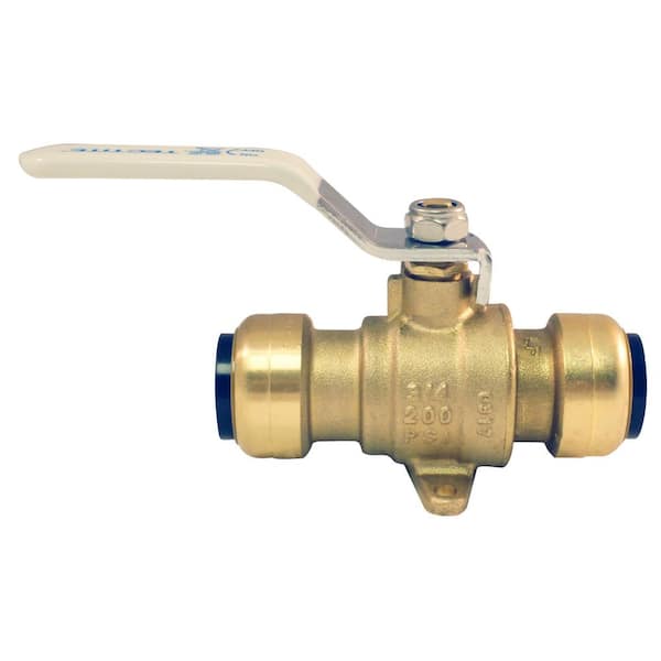 Tectite 3/4 in. Brass Push Ball Valve with Flange and Drain