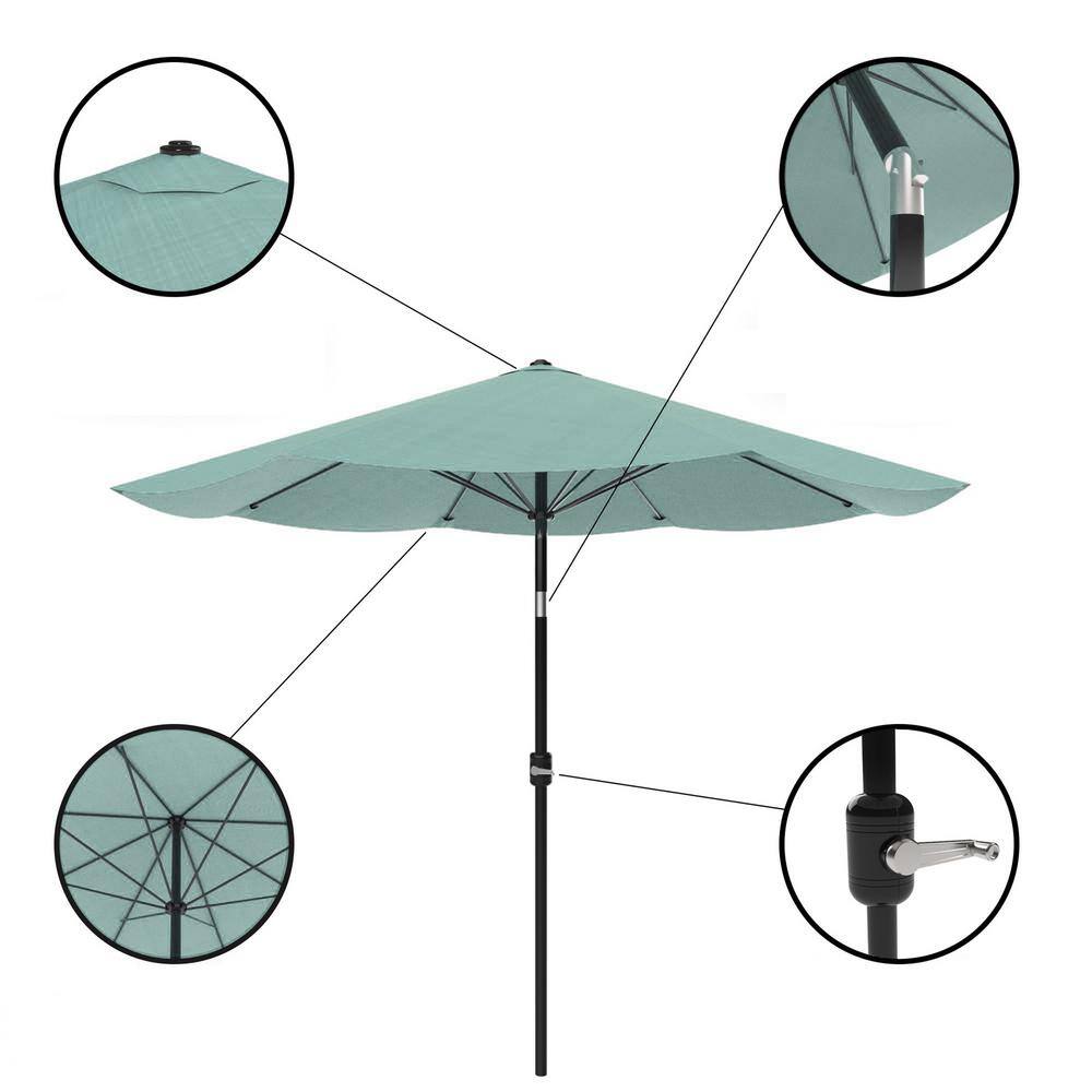 Dusty Green 10FT Steel Outdoor Patio Umbrella with Crank
